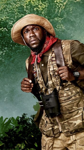 A man in explorer gear looks surprised in a Jumanji The Next Level scene, 2K Mobile Wallpaper