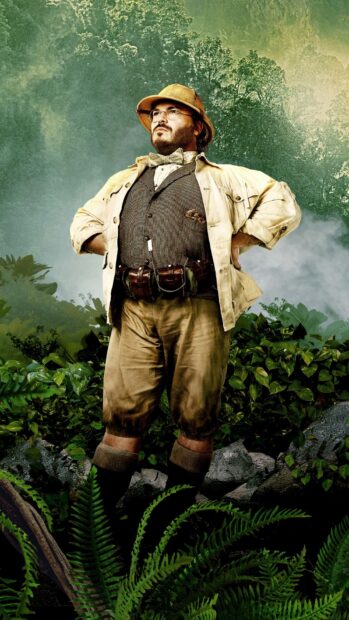 A character from Jumanji The Next Level stands confidently in a jungle setting, wearing explorer attire, HD Mobile Wallpaper