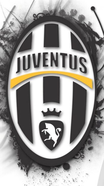 Juventus Football Club logo with artistic splatter effects and crown symbol, HD Mobile Wallpaper