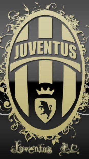 The Juventus Football Club crest features a classic emblem with elegant floral patterns, HD Mobile Wallpaper