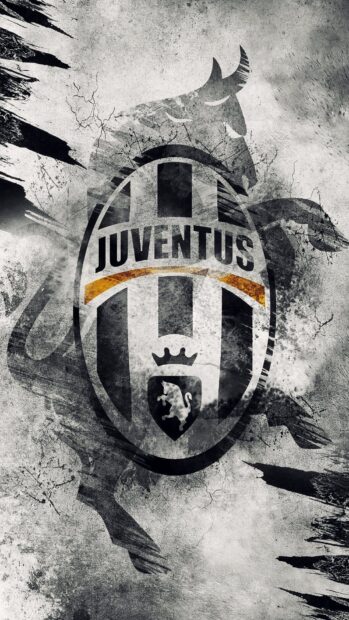 The image shows the Juventus Football Club logo with a dynamic bull background, HD Mobile Wallpaper