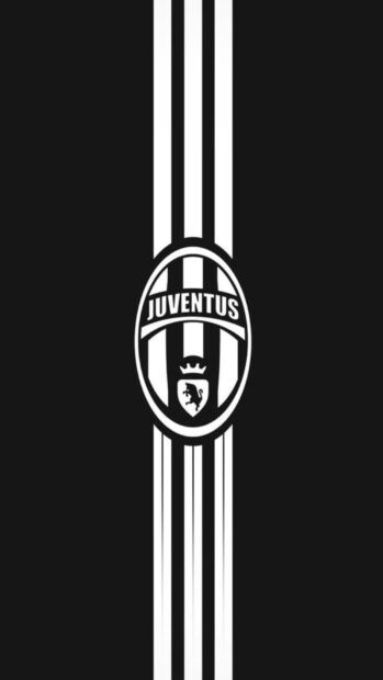 The Juventus football club logo is displayed with black and white vertical stripes, HD Mobile Wallpaper