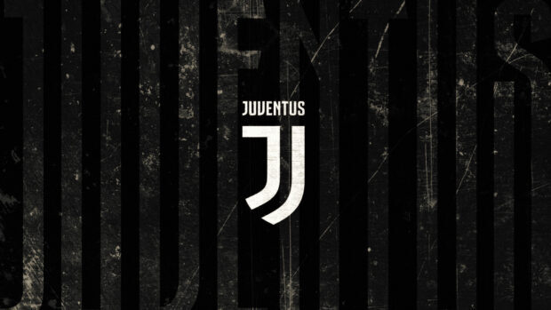 The Juventus football club logo is displayed with a textured black background, HD Desktop Wallpaper