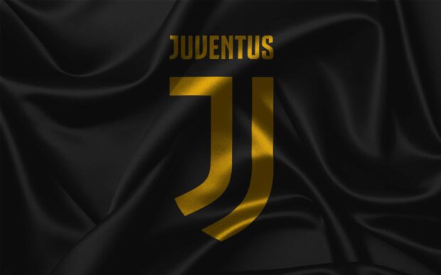 The Juventus wallpaper features a gold logo on textured black fabric, 2K Desktop Wallpaper