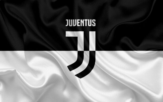 The Juventus logo design is displayed on a black and white fabric, HD Desktop Wallpaper