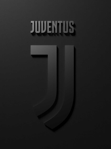 The image shows a dark styled Juventus logo with shadows and crisp design, HD Mobile Wallpaper