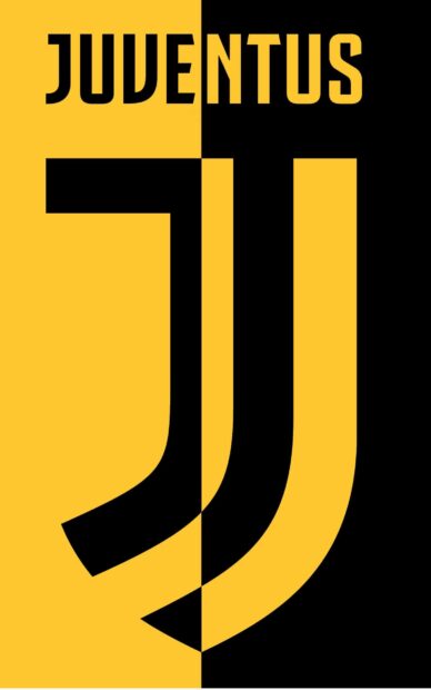 The Juventus logo features a split yellow and black design with bold lettering, HD Phone Wallpaper