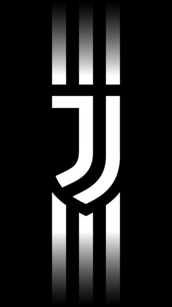 The image shows the Juventus logo in black and white stripes with a gradient effect, HD Mobile Wallpaper