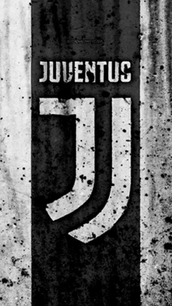 The Juventus logo is displayed with a black and white grunge style, HD Mobile Wallpaper