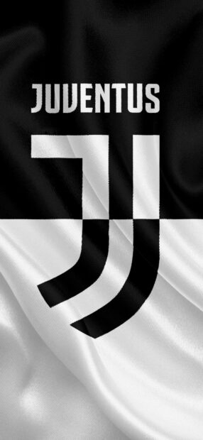 The Juventus logo is displayed on a black and white fabric, HD Phone Wallpaper