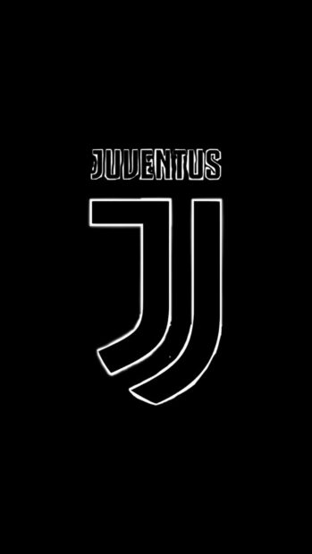 This image shows the Juventus logo with a black background and white outlines, HD Phone Wallpaper