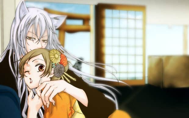 A gentle scene featuring Kamisama wallpapers with two characters in a warm embrace, HD Desktop Wallpaper