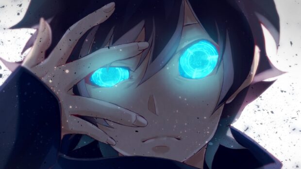 A close up of a character with glowing blue eyes from Kekkai Sensen Wallpapers, HD Desktop Wallpaper