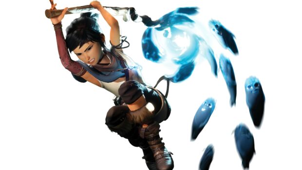 Kena Bridge Of Spirits features the main character fighting with spirit companions, 4K Desktop Wallpaper