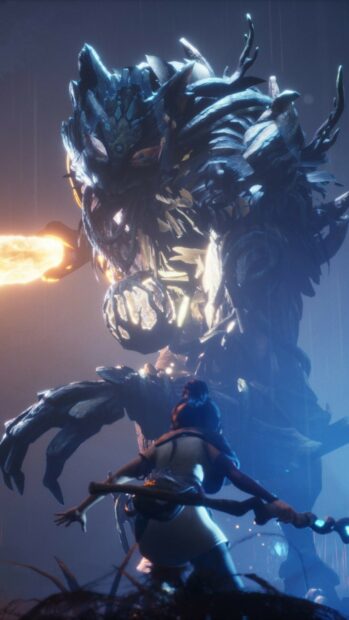 A fierce battle between Kena and a giant spirit creature is captured in this Kena Bridge Of Spirits Wallpapers, HD Phone Wallpaper