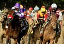 Jockeys compete in the Kentucky Derby horse race event, 2K Desktop Wallpaper