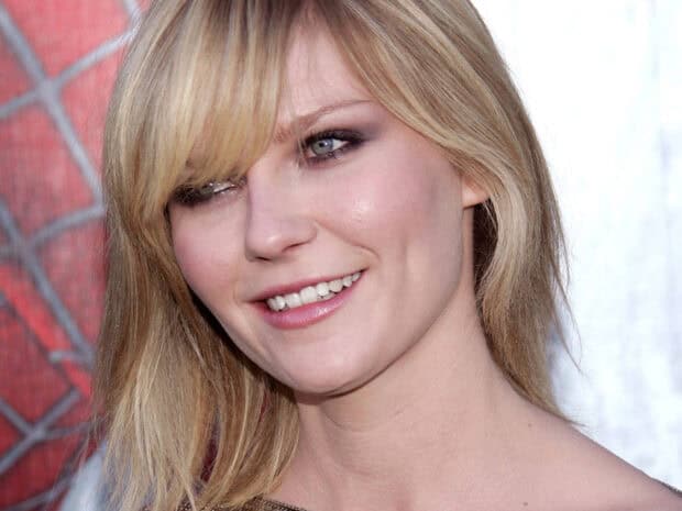 A close up portrait of Kirsten Dunst smiling with blonde hair, HD Desktop Wallpaper