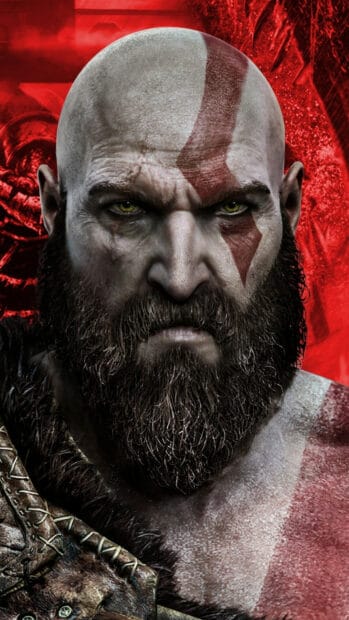 Kratos shows a fierce expression with war paint in God Of War Ragnarok Wallpapers, HD Phone Wallpaper