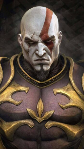 Kratos has a bold red tattoo and detailed armor in God Of War wallpapers, HD Phone Wallpaper