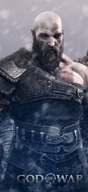Kratos stands in fierce determination in God Of War Ragnarok, 2K Phone Wallpaper