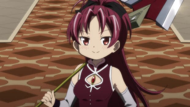 Kyoko Sakura character with a large spear in an anime style, HD Desktop Wallpaper
