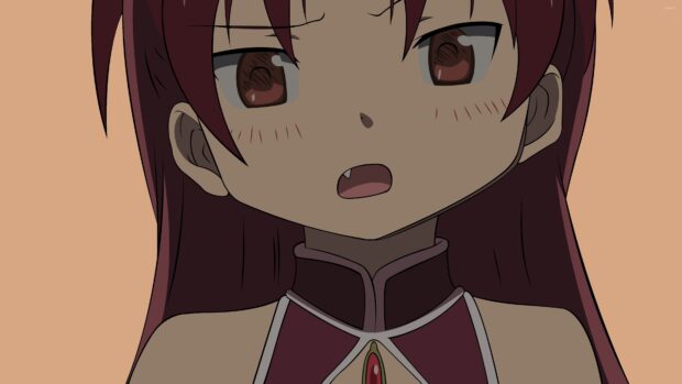 Kyoko Sakura with a surprised expression and brown eyes, 4K Desktop Wallpaper