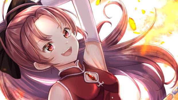 Kyoko Sakura Wallpapers character with flowing hair and fiery background, HD Desktop Wallpaper