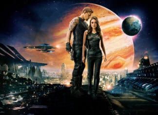 Lana Wachowski wallpapers featuring sci fi characters with planets and futuristic city, 2K Desktop Wallpaper