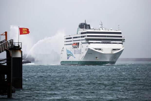 A large ferry sails through choppy waters under a cloudy sky in this ferry wallpapers, HD Desktop Wallpaper
