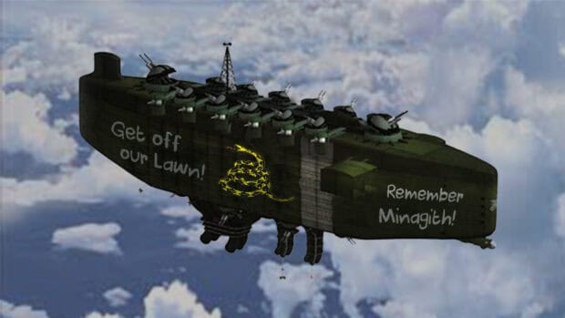 The Last Exile airship with messages flies above clouds in Last Exile Wallpapers, HD Desktop Wallpaper