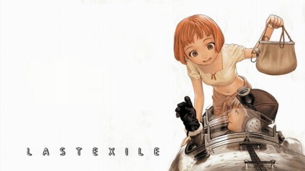 A girl and pilot interact in a scene from Last Exile wallpapers, HD Desktop Wallpaper