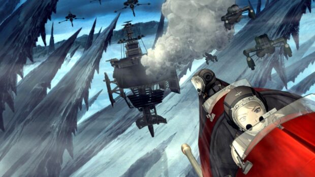 Two pilots navigating fast crafts in Last Exile wallpapers environment, HD Desktop Wallpaper
