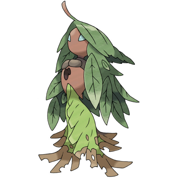 A leafy Grass Pokemon stands showing its detailed leaves and roots against white, HD PC Wallpaper