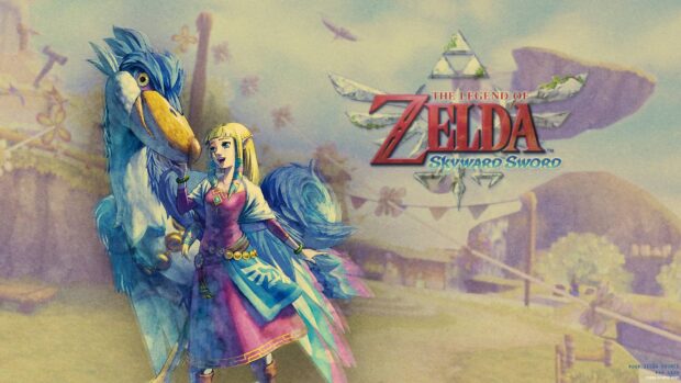 A character stands beside a large colorful bird in Legend Of Zelda Skyward Sword, HD Desktop Wallpaper