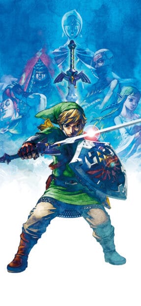Link holds his sword and shield ready for battle, 2K Mobile Wallpaper