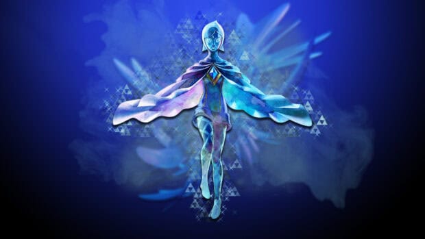 The image shows a blue toned magical character from Legend of Zelda Skyward Sword, HD Desktop Wallpaper