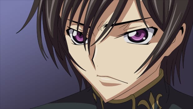 Lelouch Lamperouge looks determined with focused purple eyes, 2K Desktop Wallpaper