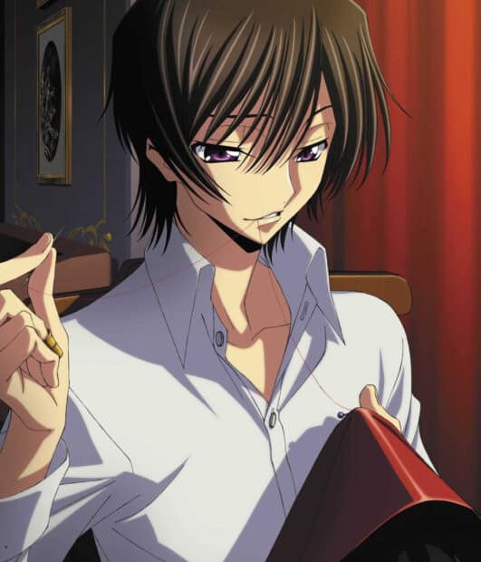Lelouch Lamperouge is focused on sewing with a needle and thread in a dimly lit room, HD Mobile Wallpaper