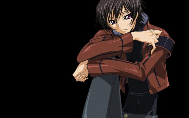 Lelouch Lamperouge sitting and looking thoughtfully with purple eyes, 2K Desktop Wallpaper