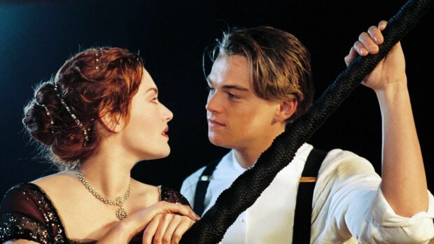 Leonardo Dicaprio wallpapers show a romantic moment from Titanic movie, 4K Desktop Wallpaper