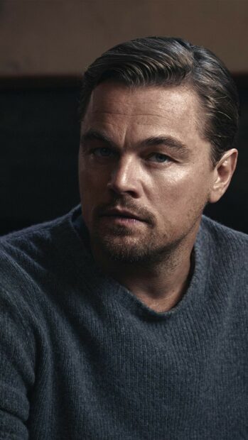 Leonardo Dicaprio looks thoughtfully into the camera wearing a dark sweater, HD Phone Wallpaper