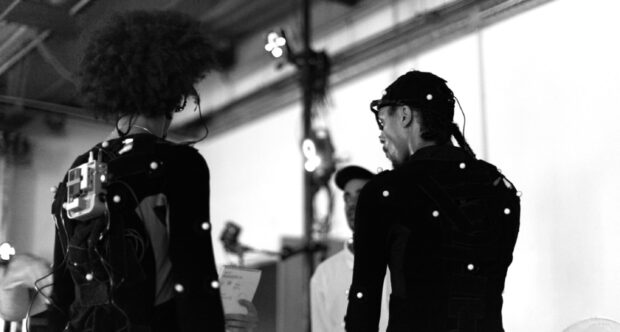 Les Twins wearing motion capture suits during filming session, 2K Desktop Wallpaper