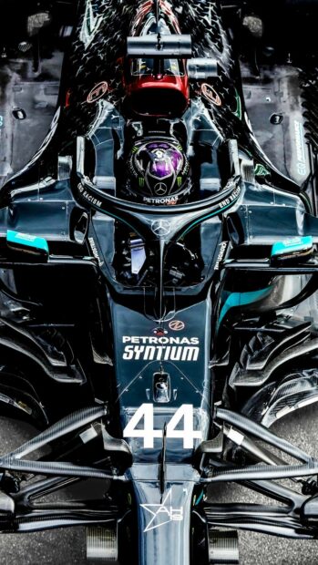 The Lewis Hamilton racing car displays number 44 with detailed cockpit features, HD Phone Wallpaper