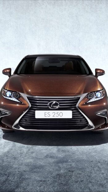 The Lexus ES 250 car is shown from the front with a clear grille and headlights, 4K Mobile Wallpaper