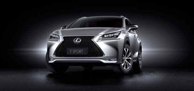 A silver Lexus Nx F Sport with modern headlights is showcased in a sleek studio setting, Lexus Nx Wallpapers HD, 2K Desktop Wallpaper