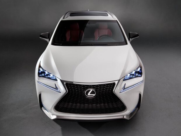 A white Lexus Nx with distinct headlights is shown from the front, HD Desktop Wallpaper
