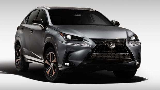 The Lexus Nx shows a sleek modern design with distinctive front grille and LED lights, 4K Desktop Wallpaper
