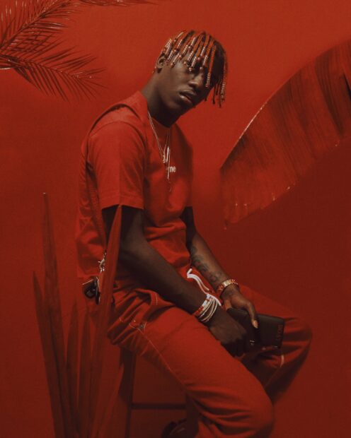 Lil Yachty poses wearing red clothes with accessories in a red room, HD Mobile Wallpaper