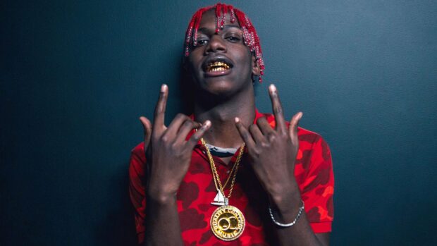 Lil Yachty Wallpapers featuring a man with red braided hair and gold teeth posing with hand signs, HD Desktop Wallpaper