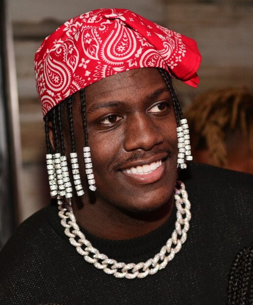Lil Yachty wearing a red bandana and sparkling jewelry while smiling, HD Mobile Wallpaper